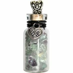 Hearts & Roses Witch Bottle - Fluorite + Celtic Heart