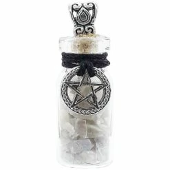 Witch Bottle - Black Moonstone + Pentagram