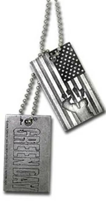 Green Day Fist & Flag Dog Tags