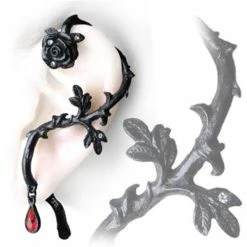 Hearts & Roses Black Rose of Passion (single ear stud )