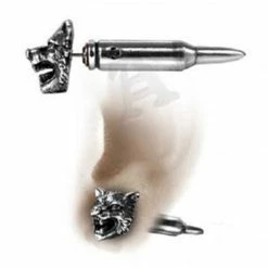 Wolves Alchemy Wolf Bullet Faux Stretcher Earring