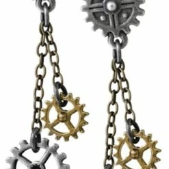 Steampunk Alchemy Machine Head Earrings - Pair