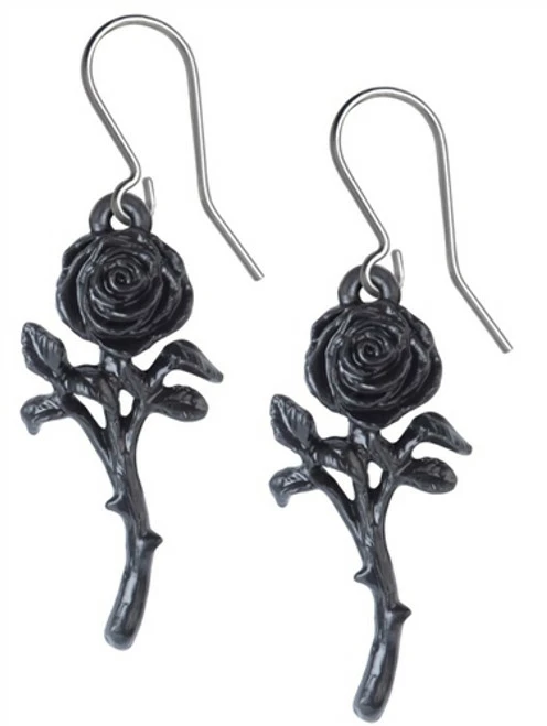 Hearts & Roses Alchemy Black Rose drop earrings