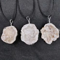 Quartz Geode Wired Pendant - Natural