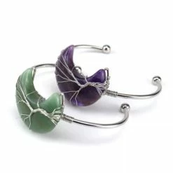 Cuff Bracelet Crystal Tree Moon